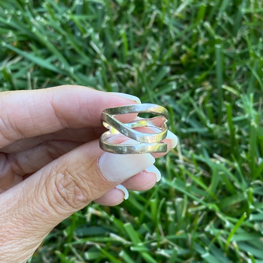 Stamped Sterling Silver Statement Ring - image 1